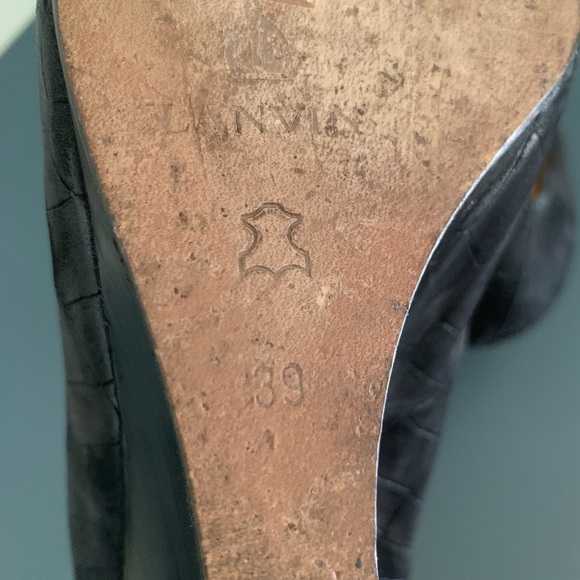 Lanvin Croc-Embossed Ballerina Wedge Pump - Black - Size 8.5 - Picture 6 of 6